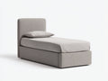 Einzelbett mit Stoffbezug 200 x 100 x 110 cm - Beige - Gepolstertes Kopfteil und modernes Design