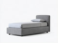 Einzelbett Stoff und Holz 210x100x95 cm - Grau - Modernes Polsterbett mit hohem Kopfteil