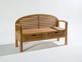 Gartenbank Holz 155x62x92 cm - Naturholz - gebogene Lattenrückenlehne mit Armlehnen und 2 Schubladen - klassischer Gartenstil
