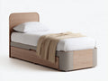 Einzelbett Holz 215x110x105 cm - Naturholz-Beige - Modernes Bett mit 1 Schublade und abgerundetem Kopfteil