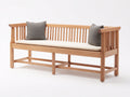 Gartenbank Massivholz 190x65x90 cm - Natur und Cremeweiß - Dreiersitzbank mit Lattenrücken und Armlehnen