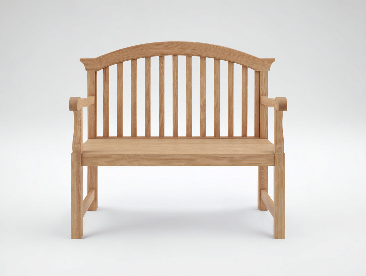 Gartenbank Massivholz 125x60x95 cm - Natur - Klassische Zweiersitzbank mit Armlehnen und Lattenrücken