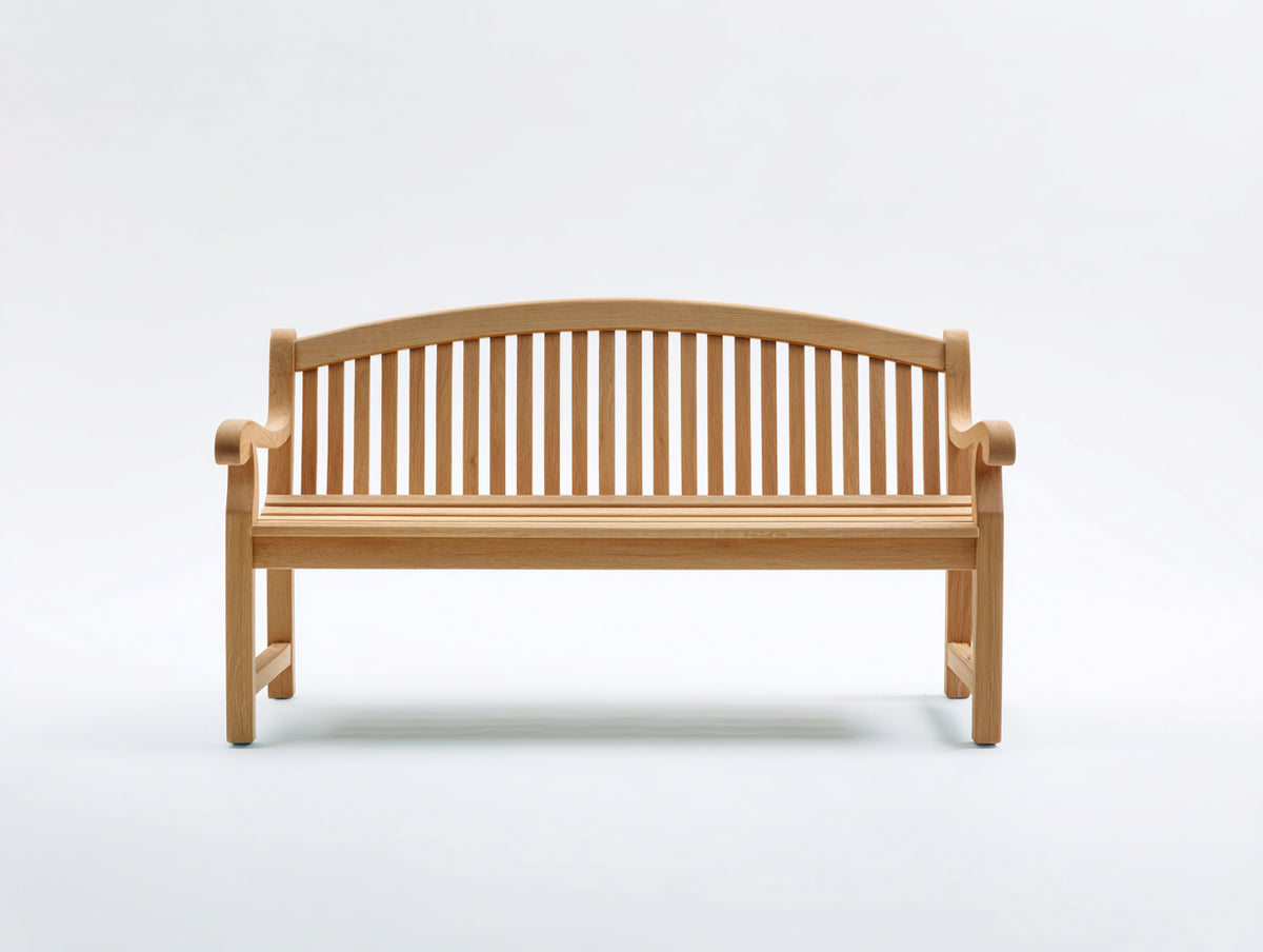 Gartenbank Holz 150x62x90 cm - Naturholz - Lattenrückenlehne mit Armlehnen - klassischer Gartenstil