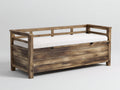 Gartenbank Massivholz 150x60x85 cm - Naturbraun und Cremeweiß - Zweiersitzbank mit Stauraum und Armlehnen