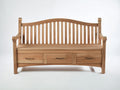 Gartenbank Holz 160x65x92 cm - Naturholz - Lattenrückenlehne mit Armlehnen und 3 Schubladen - klassischer Gartenstil