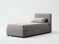 Einzelbett Stoff und Holz 210x100x95 cm - Grau - Modernes Polsterbett mit hohem Kopfteil