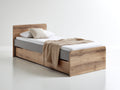 Einzelbett Holz 210x105x95 cm - Naturholz-Grau - geschlossenes Fußteil und 2 Schubladen - modernes Design