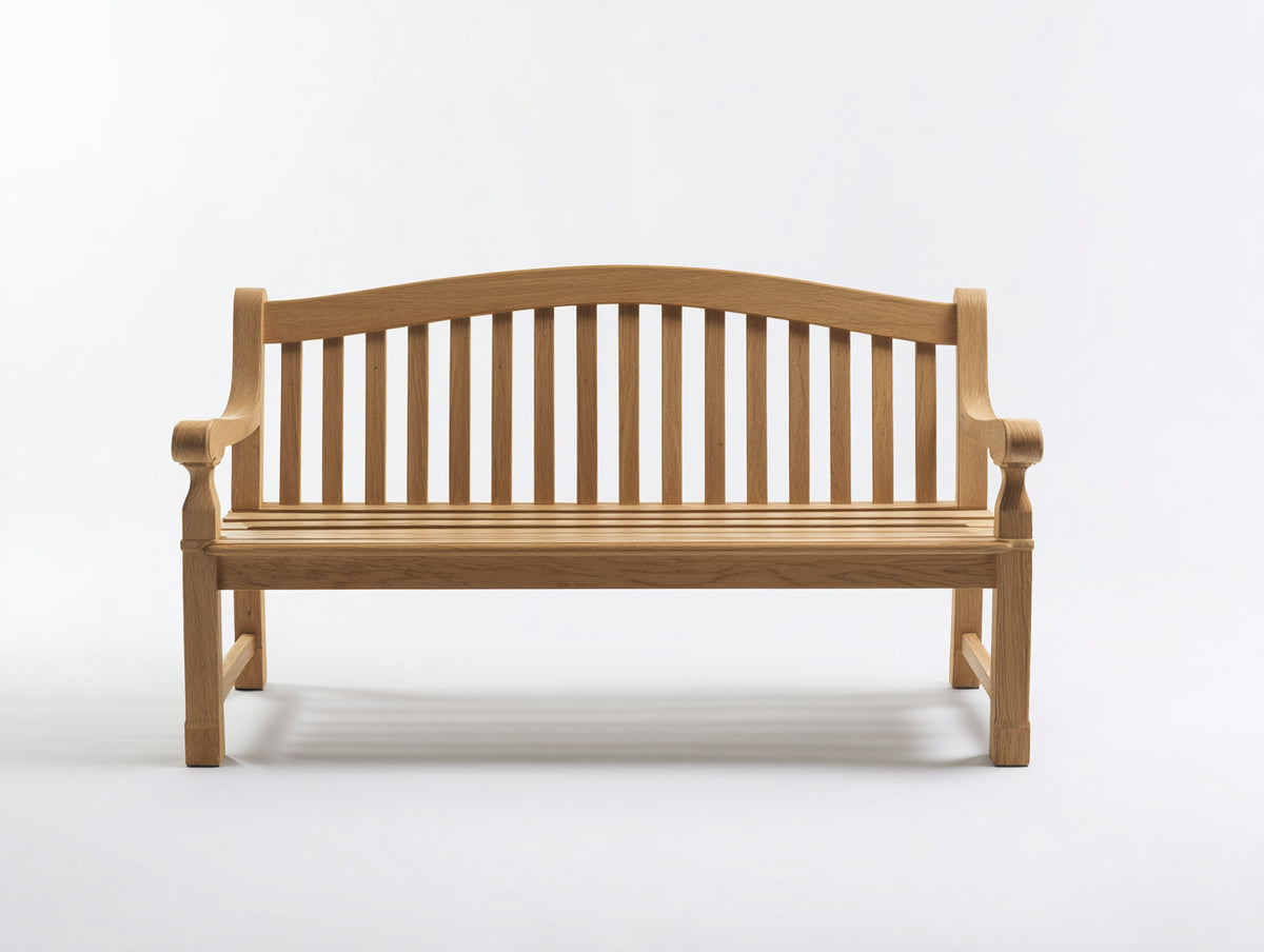 Gartenbank aus Holz 150 x 60 x 90 cm - Natur - klassisches Design mit Lattenrücken und Armlehnen