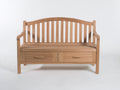 Gartenbank Holz 150x65x95 cm - Naturholz - Klassische Bank mit 2 Schubladen und Armlehnen