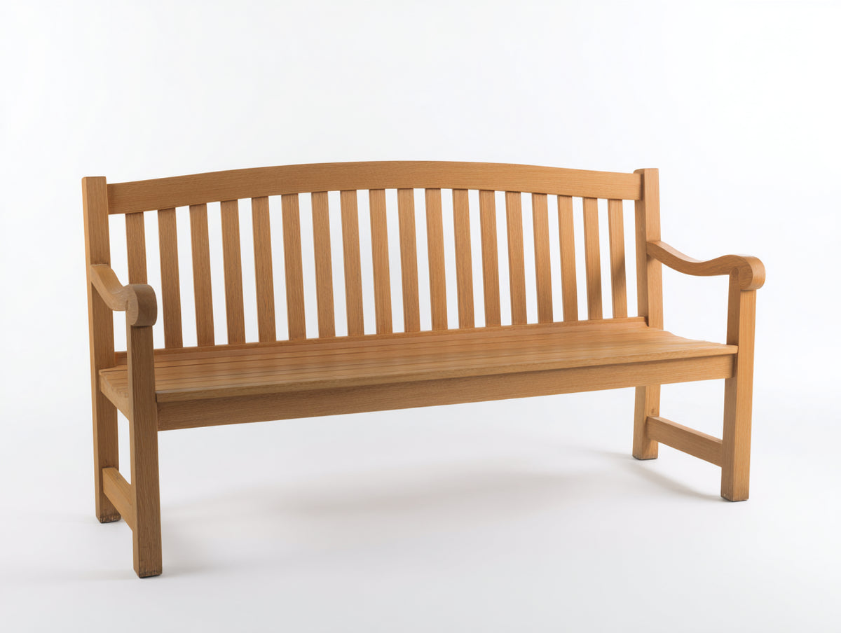 Gartenbank Holz 165x65x95 cm - Naturholz - Klassische Bank mit Armlehnen und Lattenrücken