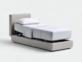 Einzelbett mit Stoffbezug 210 x 100 x 110 cm - Hellgrau - modernes Design mit verstellbarer Liegefläche