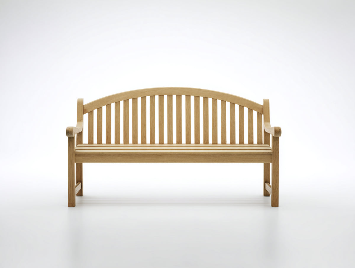 Gartenbank Holz 160x65x95 cm - Naturholz - Klassische Bank mit gebogener Rückenlehne und Armlehnen