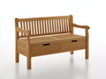 Gartenbank Holz 150x65x95 cm - Naturholz - Klassische Bank mit 2 Schubladen und Armlehnen