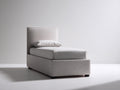 Einzelbett Stoff 210x105x105 cm - Hellgrau - Gepolstertes Bett mit schlichtem hohem Kopfteil