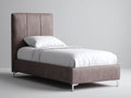 Einzelbett mit Kunstlederbezug 200 x 100 x 115 cm - Taupe - Gepolstertes Paneelkopfteil und Metallfüße